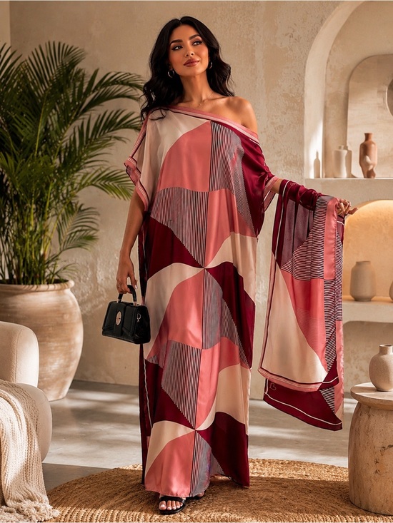 Dresses & Skirts - Boho Luxe Kaftan Maxi Dress Set w/ Matching Scarf | Off Shoulder Resort Wear